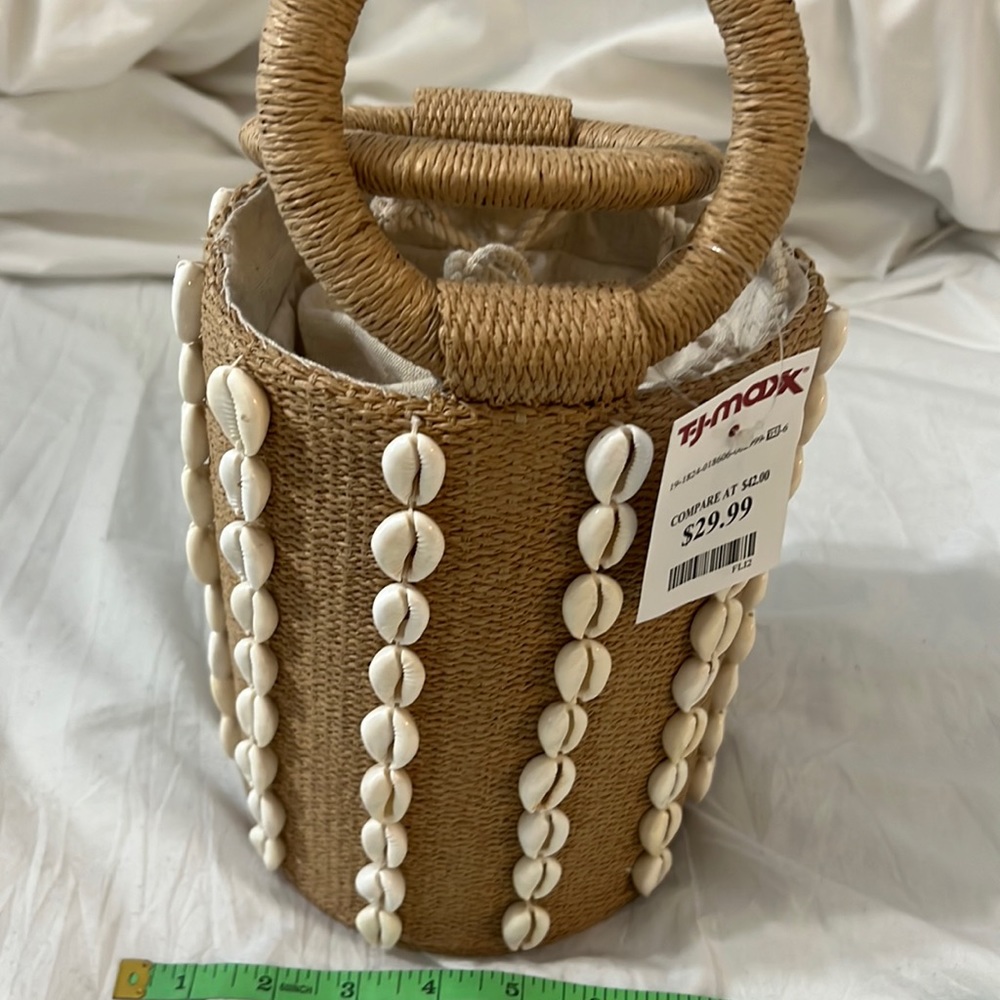 Sigrid Olsen Natural Woven Shell Bucket Bag
